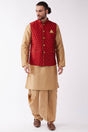 Buy Men's Blended Silk Buti Woven Kurta Set in Rose Gold