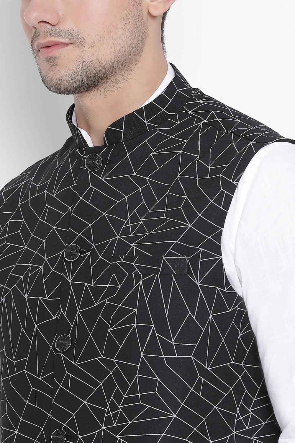 Men's Blended Cotton Kurta Set In White