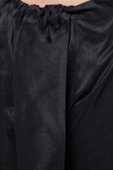 Buy Men's Blended Silk Woven Kurta Set in Black - Online