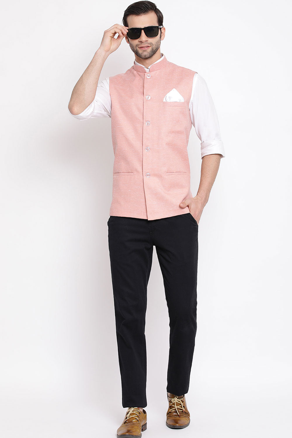 Shop Blended Cotton Coffee Nehru Jacket