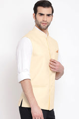 Waist Length Nehru Jacket in Cream