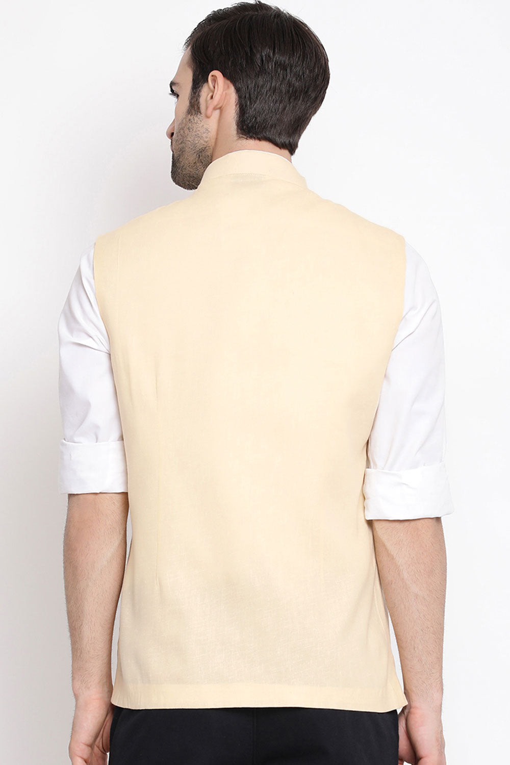 Festive Wear Cotton Cream Nehru Jacket