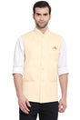 Buy Blended Cotton Solid Nehru Jacket in Cream