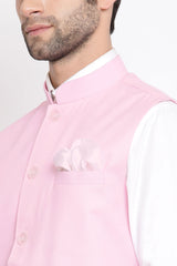 Solid Pink Nehru Jacket for Casual Wear