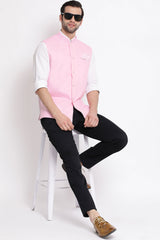 Shop Blended Cotton Pink Nehru Jacket Online