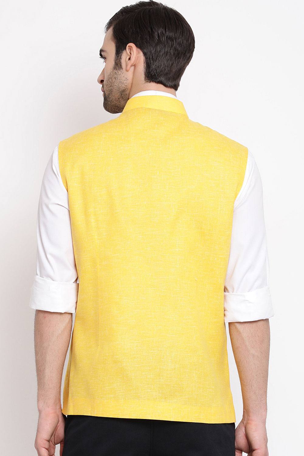 Latest Casual Cotton Yellow Nehru Jacket