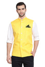 Buy Blended Cotton Solid Nehru Jacket in Yellow