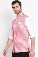 Waist Length Nehru Jacket in Red