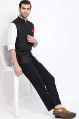 Shop Cotton Silk Black Nehru Jacket for Men's