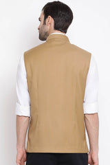 Beige Nehru Jacket for Men's