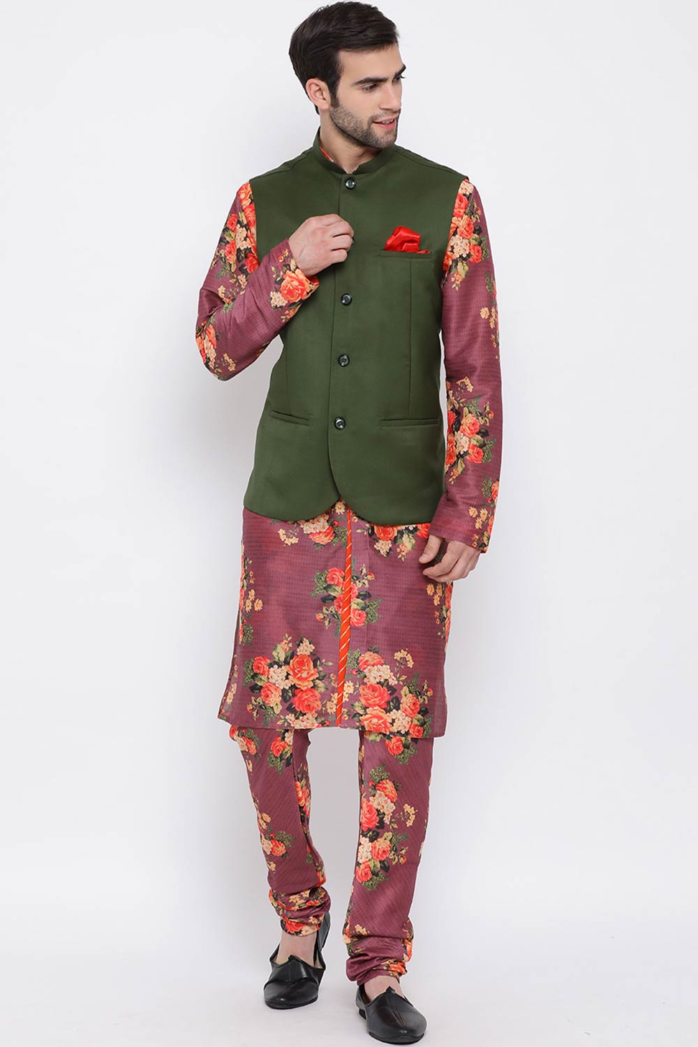 Shop Purple Floral Kurta and Pyjama Set