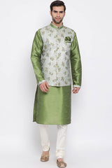 Shop Green Floral Kurta and Pyjama Set