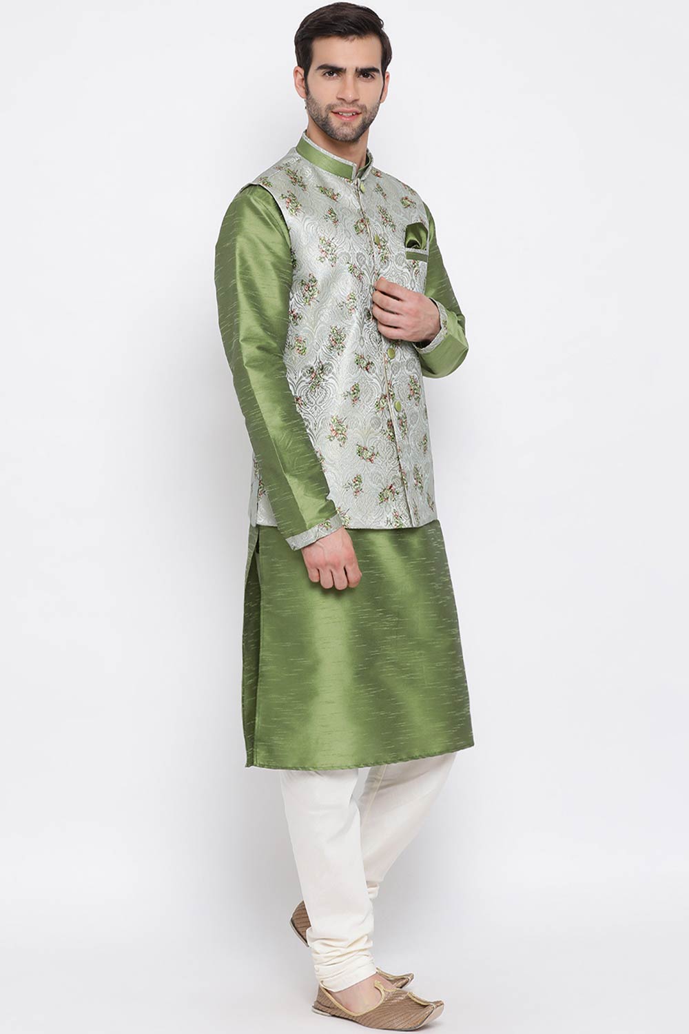 Buy Men's Kurta and Pyjama Set in Green