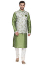 Buy Men's Cotton Art Silk Floral Kurta and Pyjama Set in Green