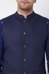 Buy Men's Pure Cotton Tie Dye Kurta Set in Blue - Side