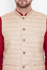 Buy Men's Solid Kurta and Pyjama Set in Maroon