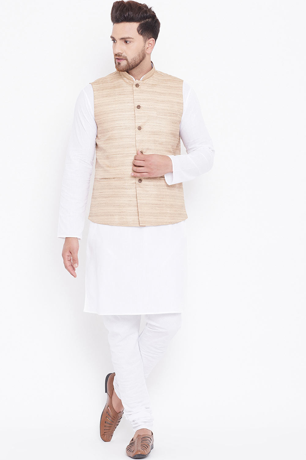 Shop White Solid Kurta and Pyjama Set