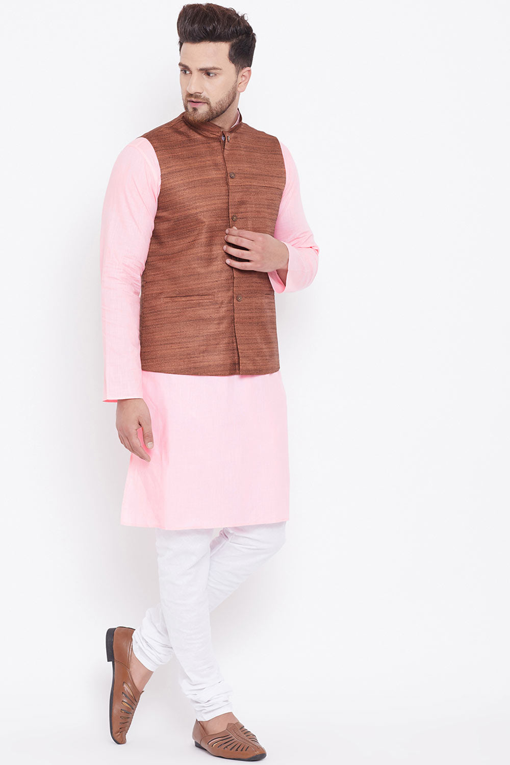 Buy Pink Kurta and Pyjama Set For Men