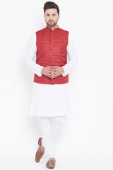 Shop Designer White Solid Kurta and Pyjama Set