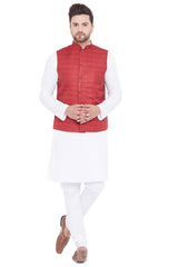 Buy Men's Blended Cotton Solid Kurta and Pyjama Set in White