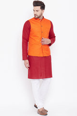 Buy Men's Maroon Kurta and Pyjama Set