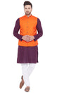 Buy Men's Blended Cotton Solid Kurta and Pyjama Set in Purple