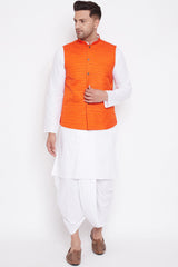 Shop Men's White Cotton Kurta and Dhoti Pant Set