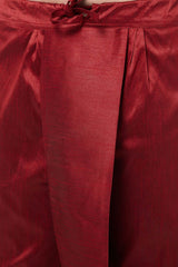 Buy Men's Blended Silk Woven Kurta Set in Gold - Online
