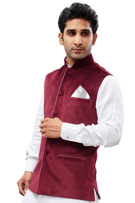 Buy Maroon Linen Satin Overlap Nehru Jacket For Men by Smriti by Anju  Agarwal Online at Aza Fashions.