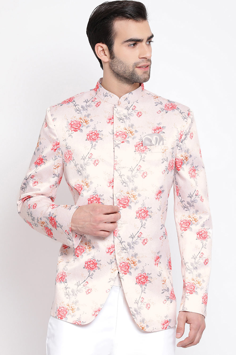 Peach Art Silk Jodhpuri for Men's