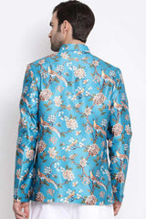 Trendy Casual Art Silk Turquoise Blue Jodhpuri