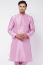 Buy Men's Blended Silk Solid Kurta in Pink