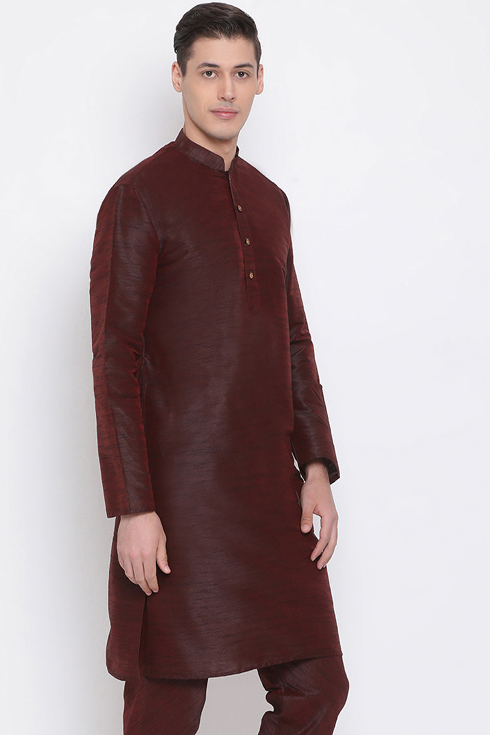 Long Solid Kurta in Burgandy