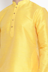 Men's Cotton Art Silk Kurta In Yellow