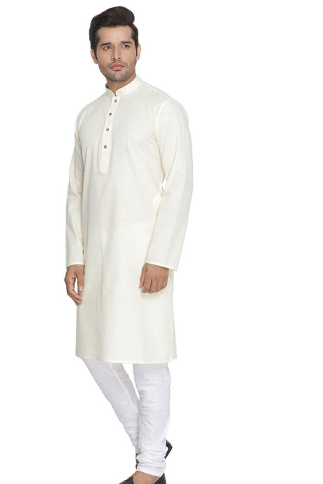Men's Blended Cotton Kurta Set in White