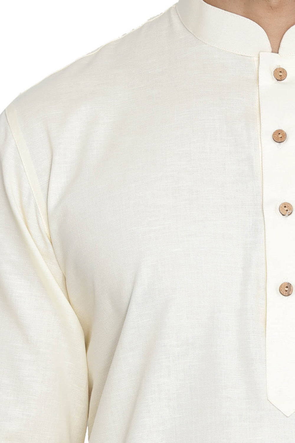 Men's Blended Cotton Kurta Set In White