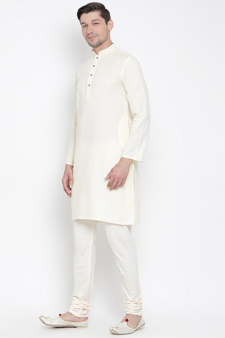 Men's Cotton Kurta Pyjama Set in Beige