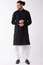 Buy Men's blended Cotton Solid Kurta Set in Black