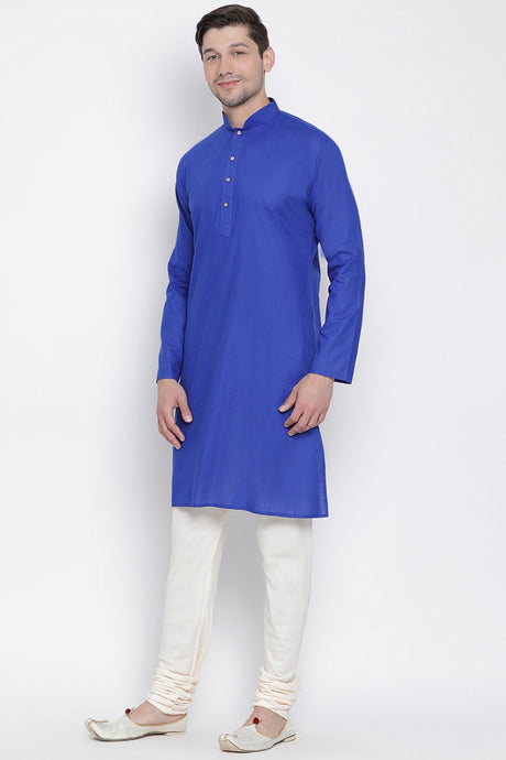 Men's Cotton Kurta Pyjama Set in Royal Blue