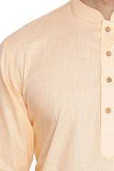 Men's Blended Cotton Kurta Set In Peach