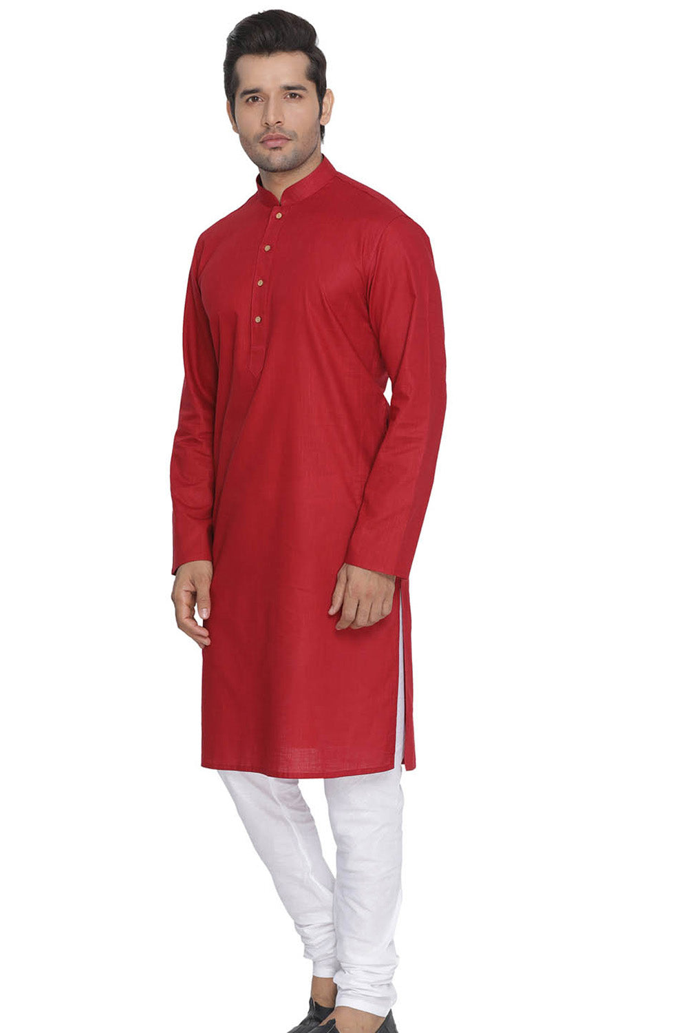 Men's Blended Cotton Kurta Set In Maroon