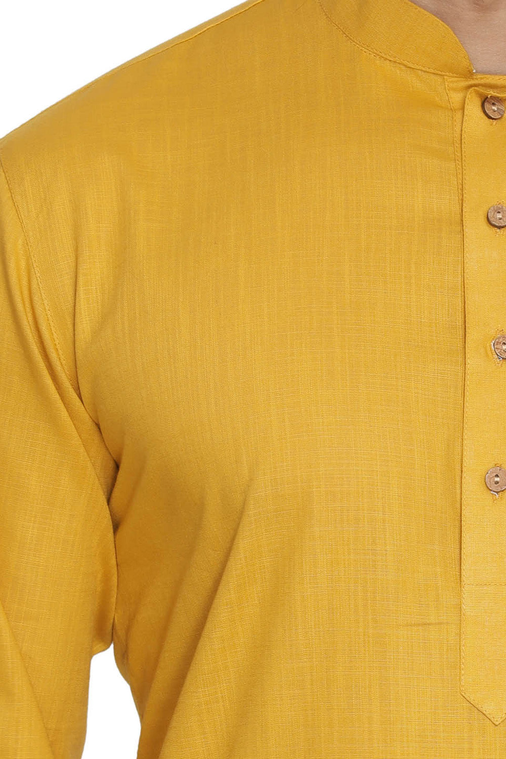 Men's Blended Cotton Kurta Set In Yellow