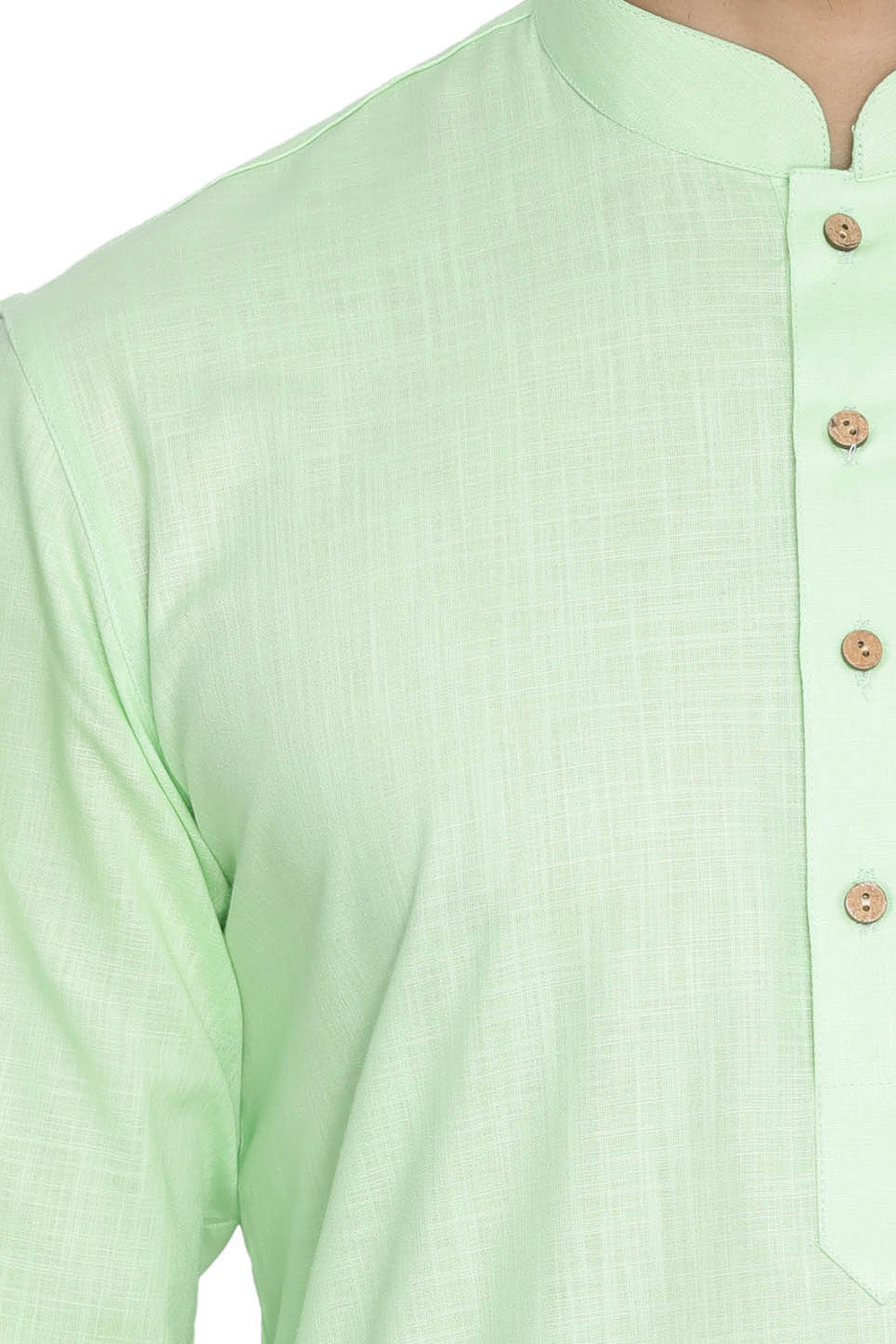 Men's Blended Cotton Kurta Set In Green