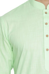 Men's Blended Cotton Kurta Set In Green