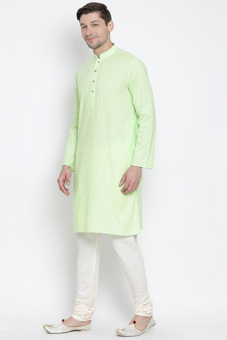 Men's Cotton Kurta Pyjama Set in Mint Green