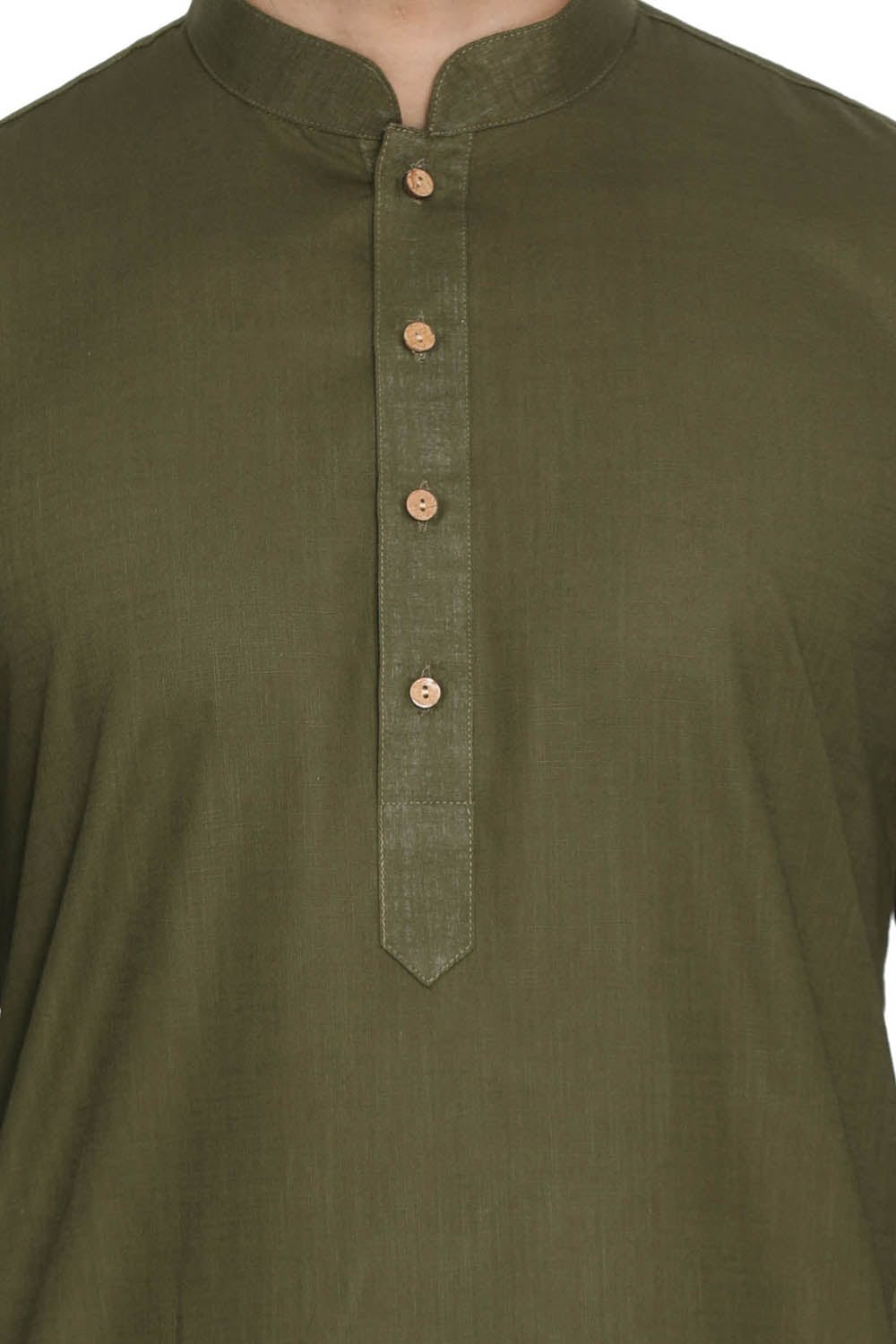 Men's Blended Cotton Kurta Set In Green