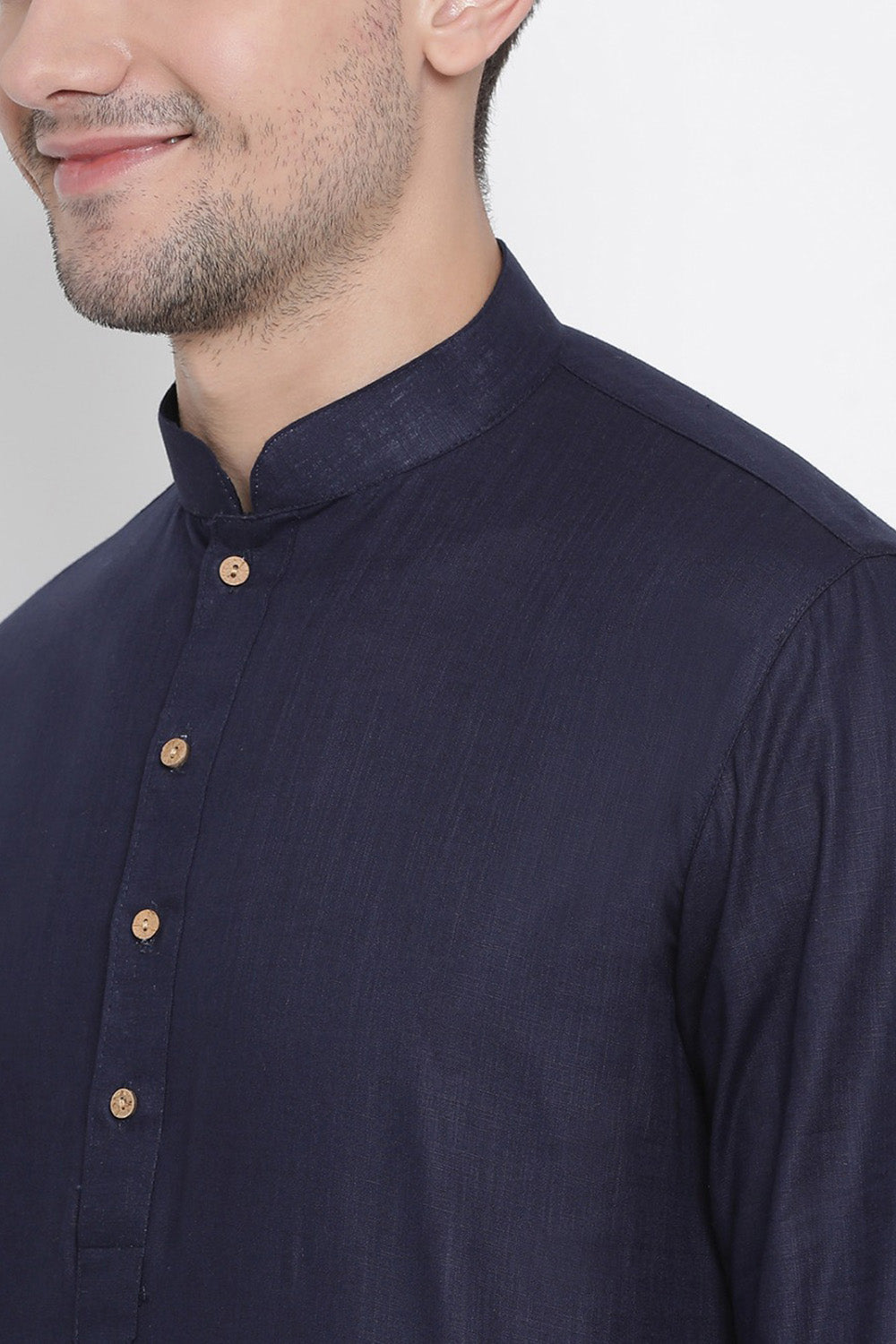 Men's Cotton Kurta Pajama Set In Navy Blue