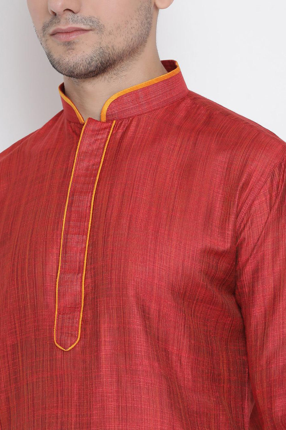 Men's Cotton Kurta Pajama Set In Maroon