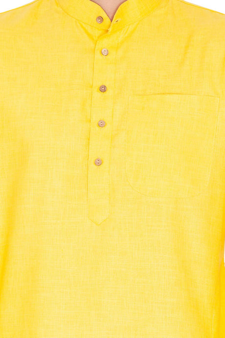 Men's Linen Kurta in Yellow