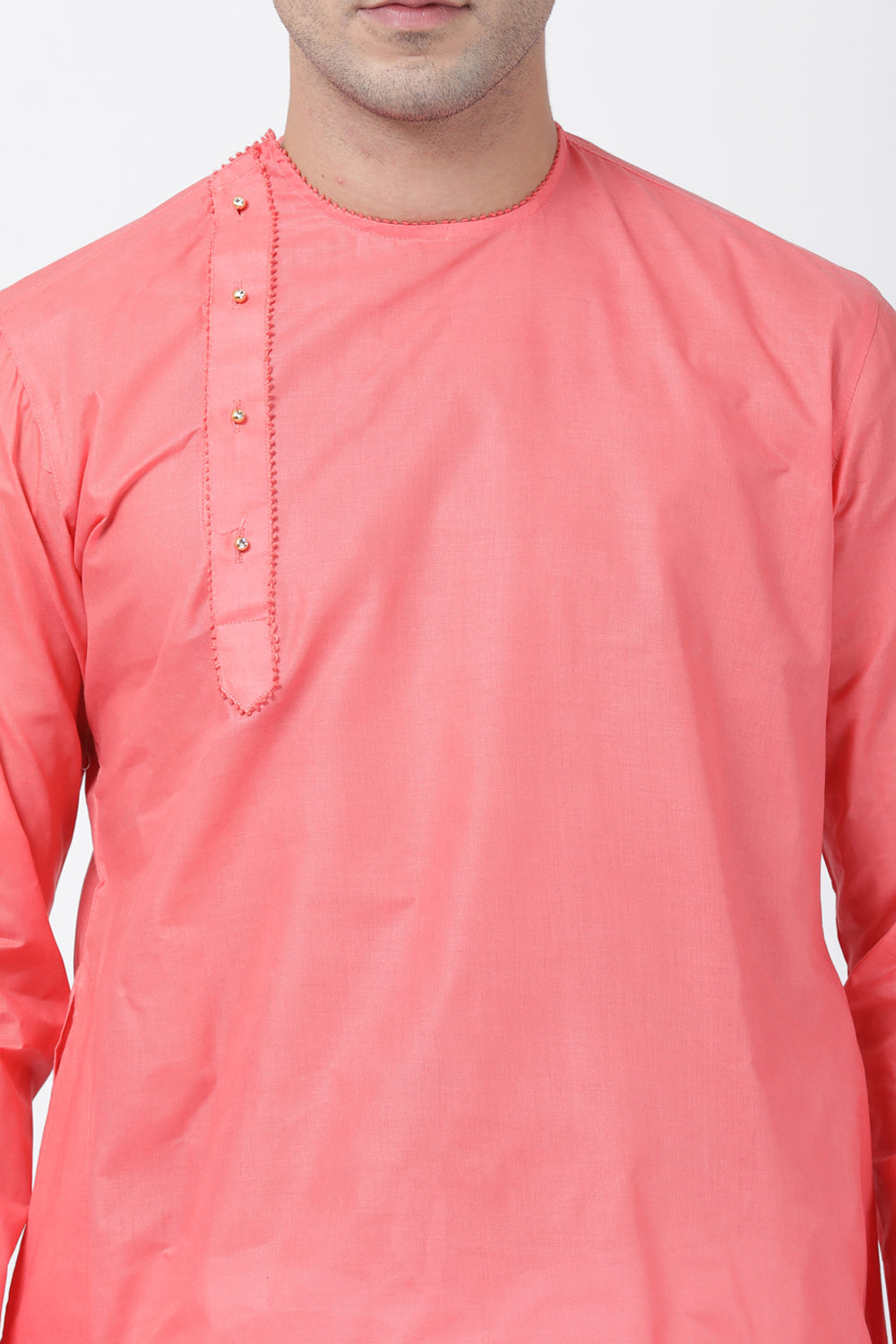 Men's Blended Cotton Kurta Set In Pink